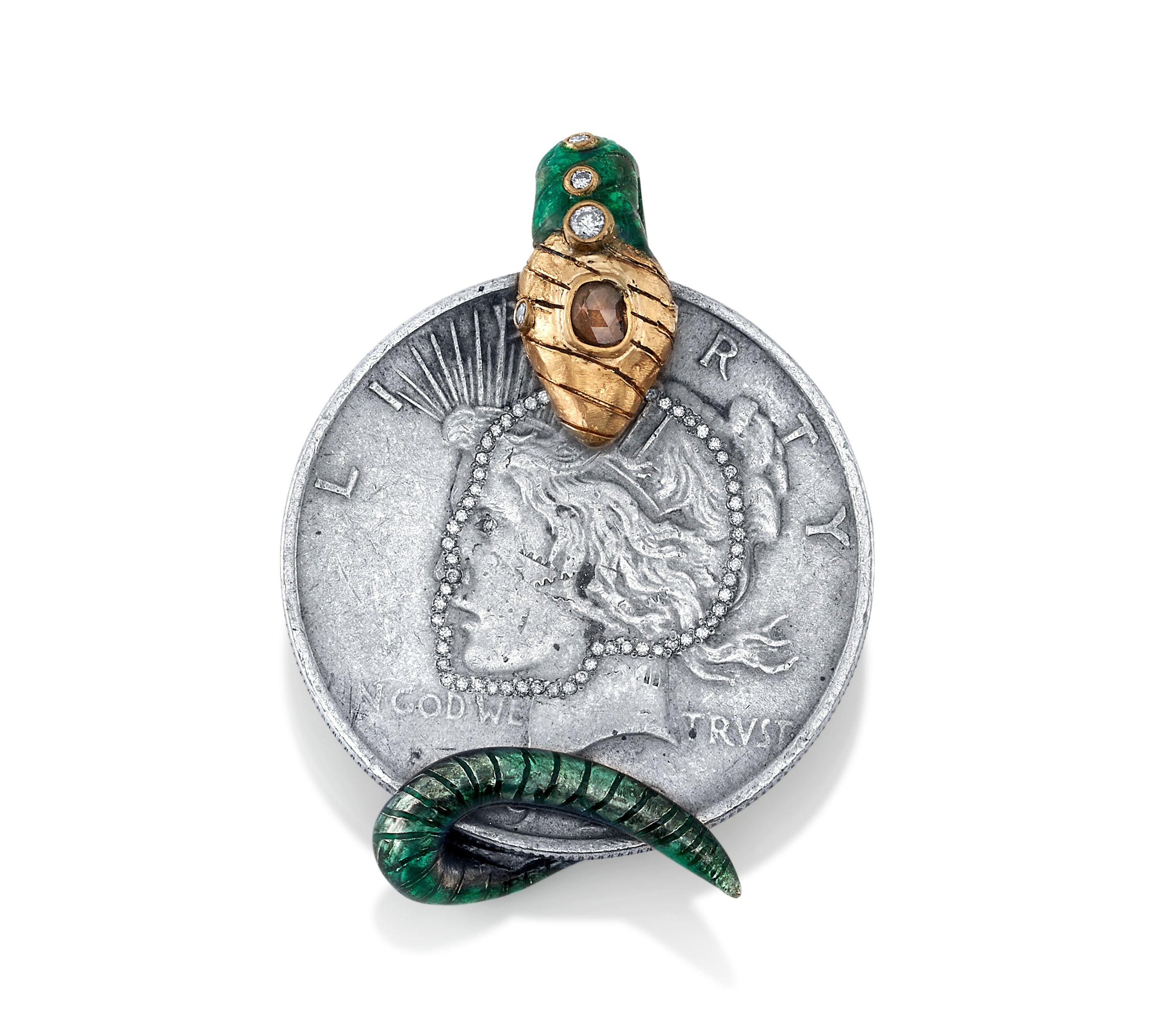 Brilliant-Cut Diamond Coin Pendant Pendant Stones of Character