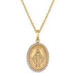 Mother Mary Protection Coin Necklace Pendant Queen Vee