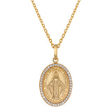 Mother Mary Protection Coin Necklace Pendant Queen Vee