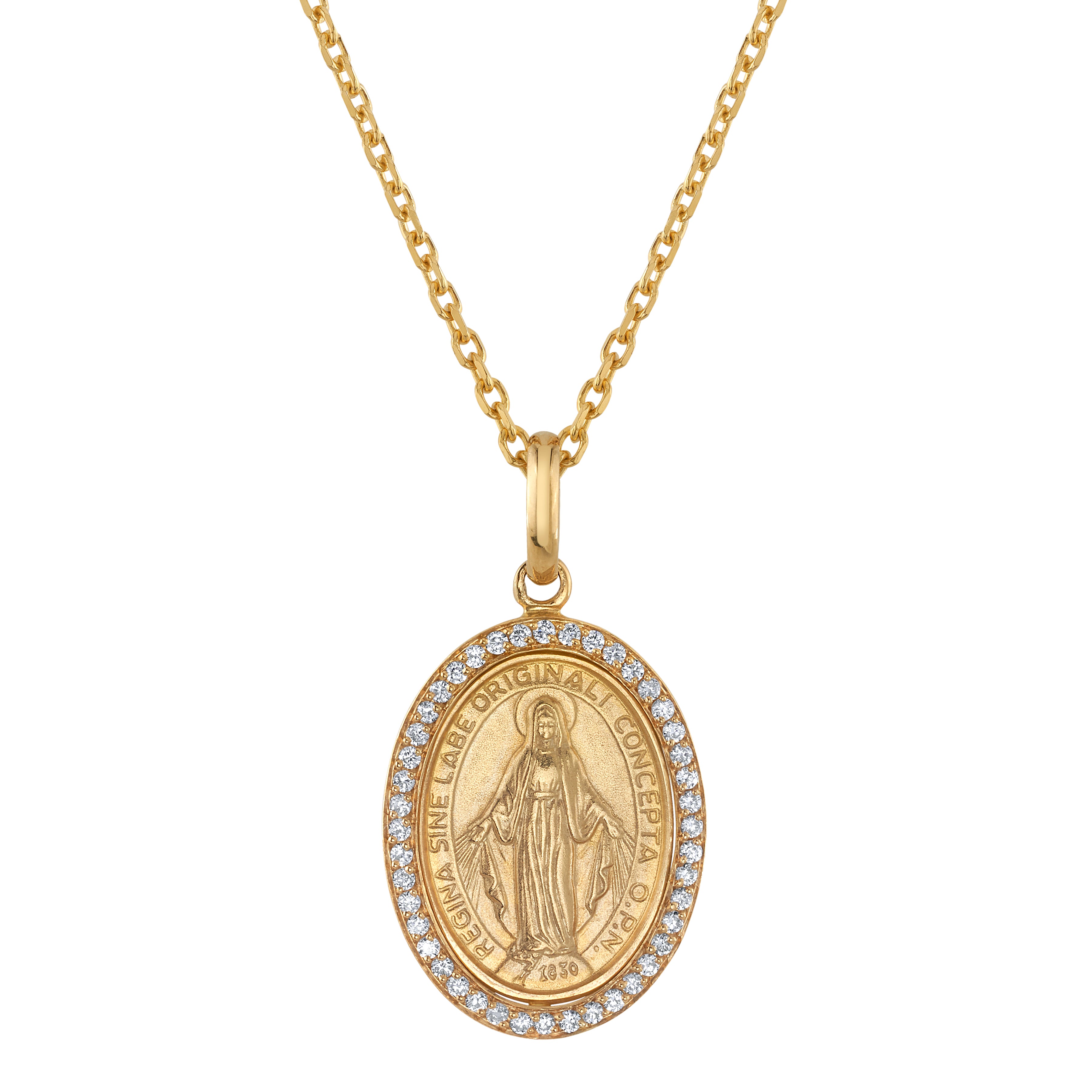 Mother Mary Protection Coin Necklace Pendant Queen Vee