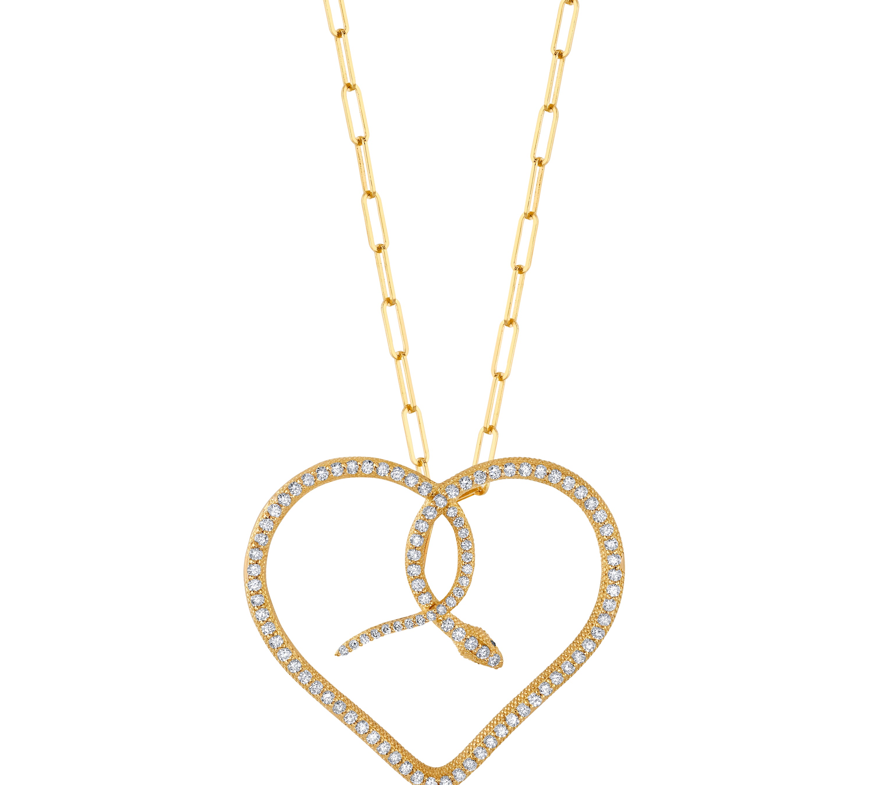 Diamond Snake Heart Necklace Pendant Necklace Perez Bitan