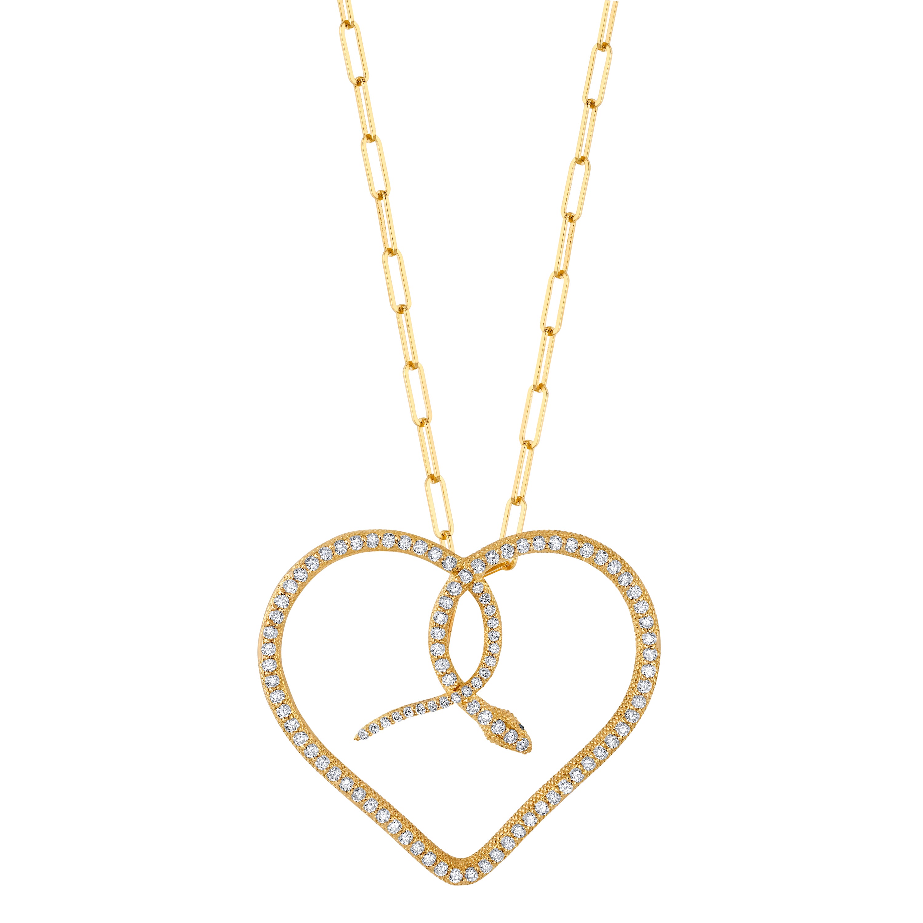 Diamond Snake Heart Necklace Pendant Necklace Perez Bitan