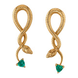 Emerald Hanging Snake Earrings Statement Earrings Perez Bitan
