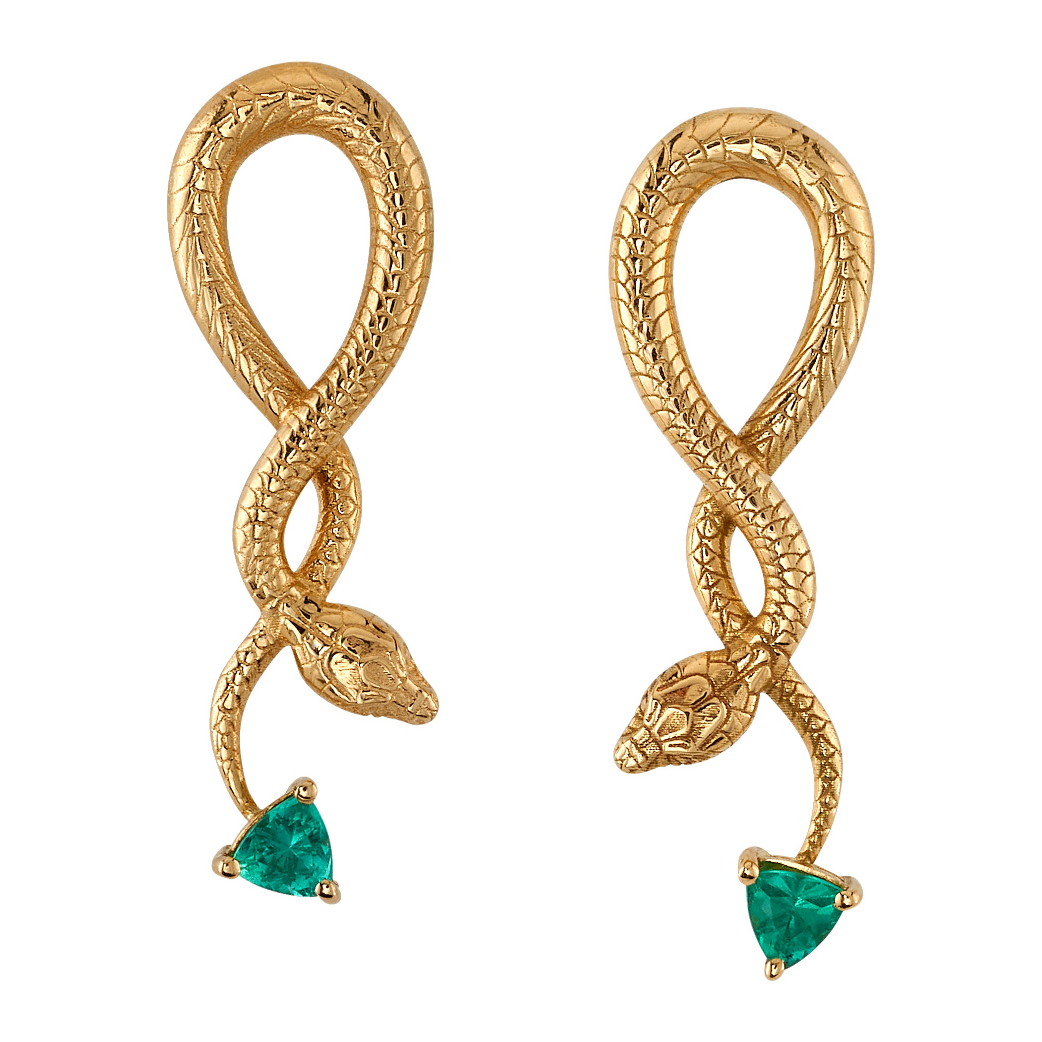 Emerald Hanging Snake Earrings Statement Earrings Perez Bitan