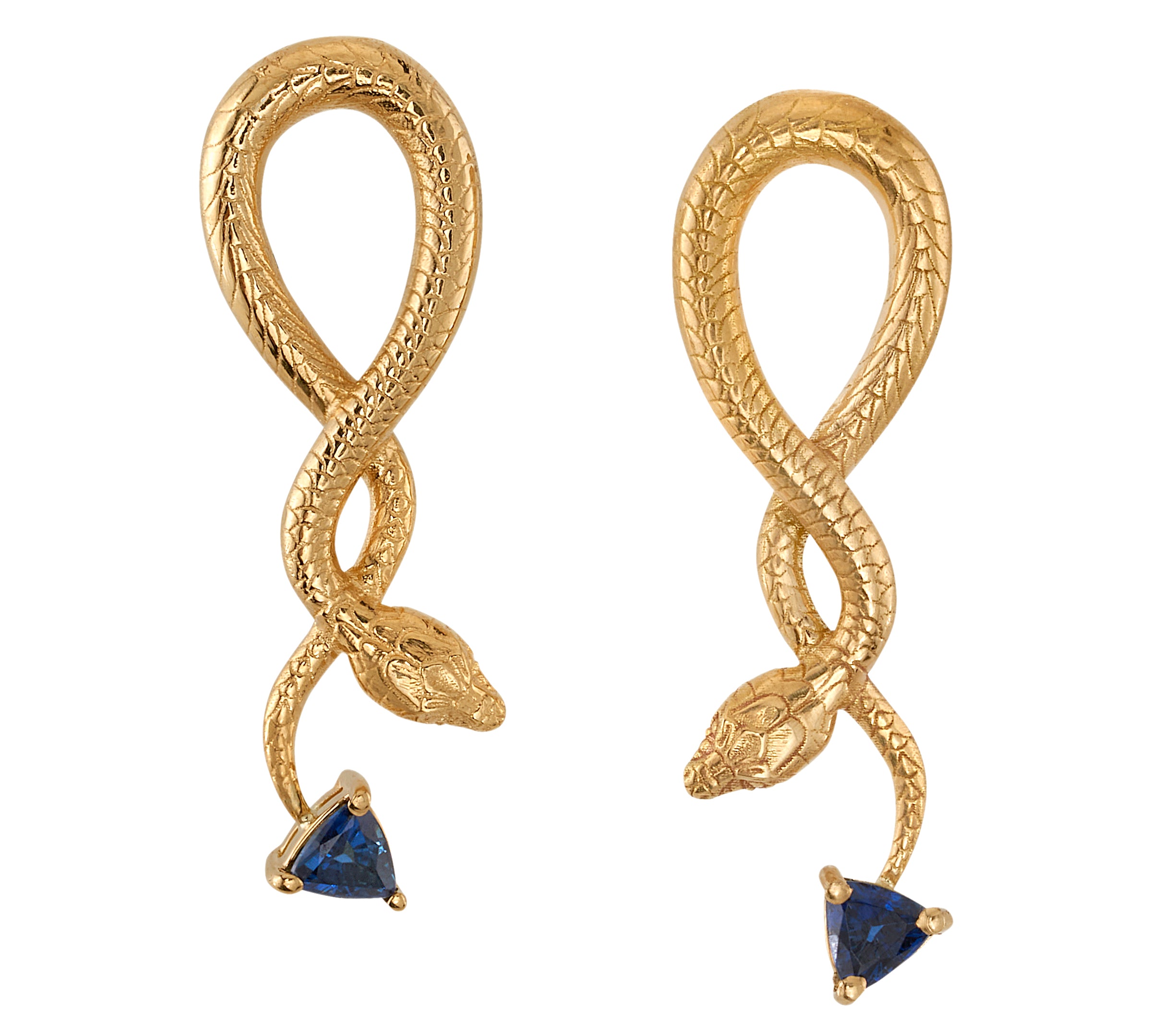 Sapphire Hanging Snake Earrings Statement Earrings Perez Bitan