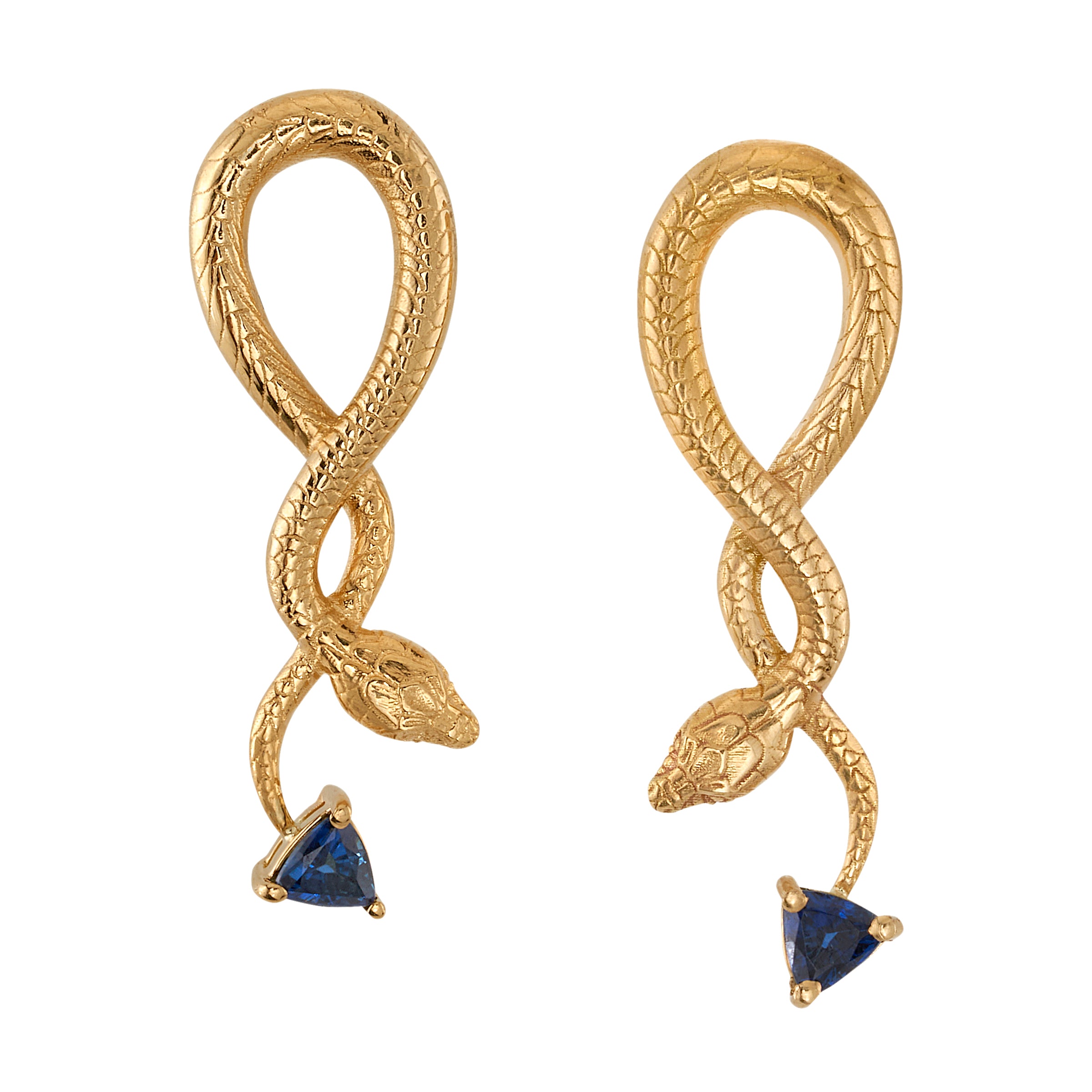 Sapphire Hanging Snake Earrings Statement Earrings Perez Bitan