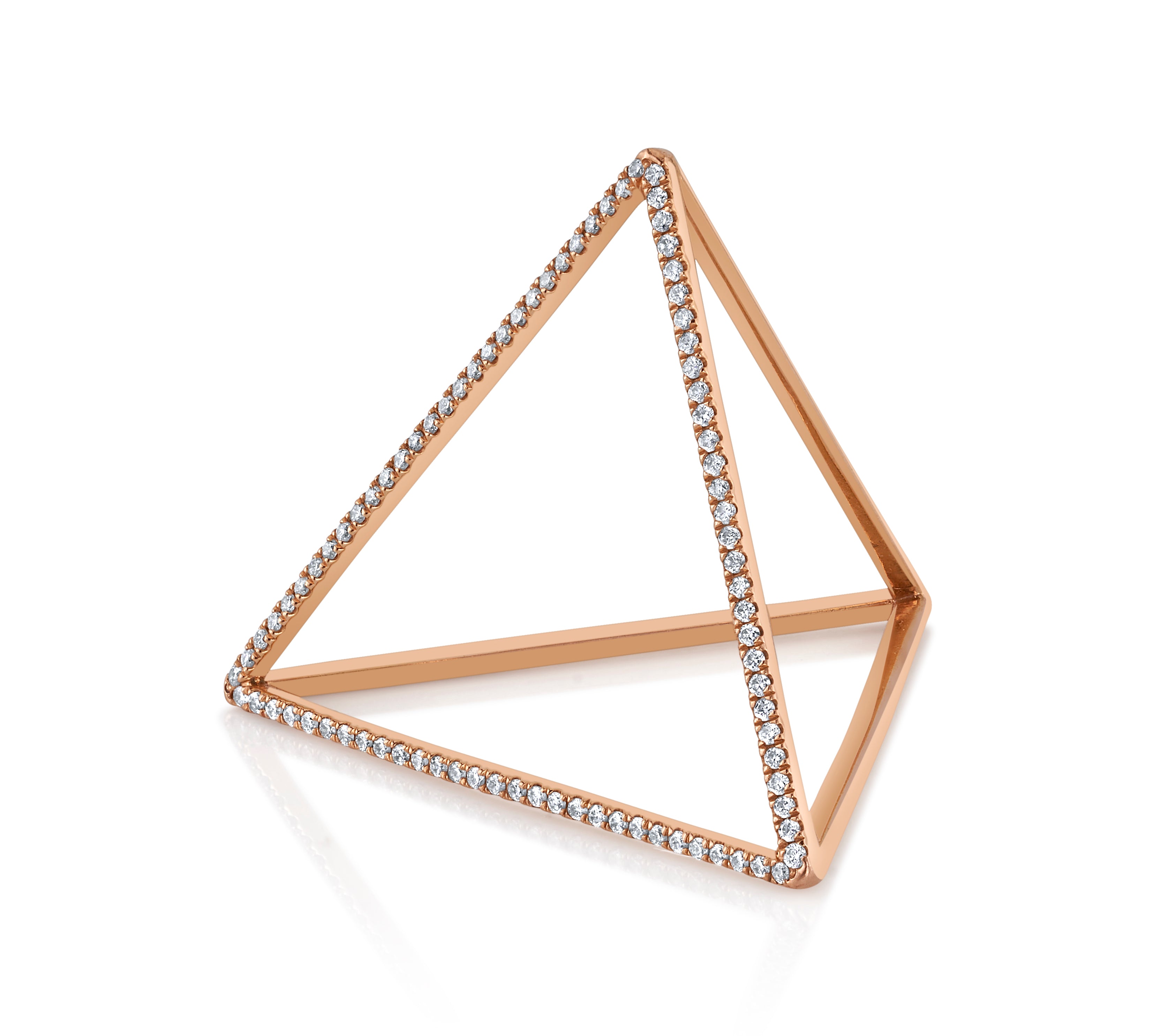 Diamond Pyramid Ring Ring Perez Bitan Rose Gold
