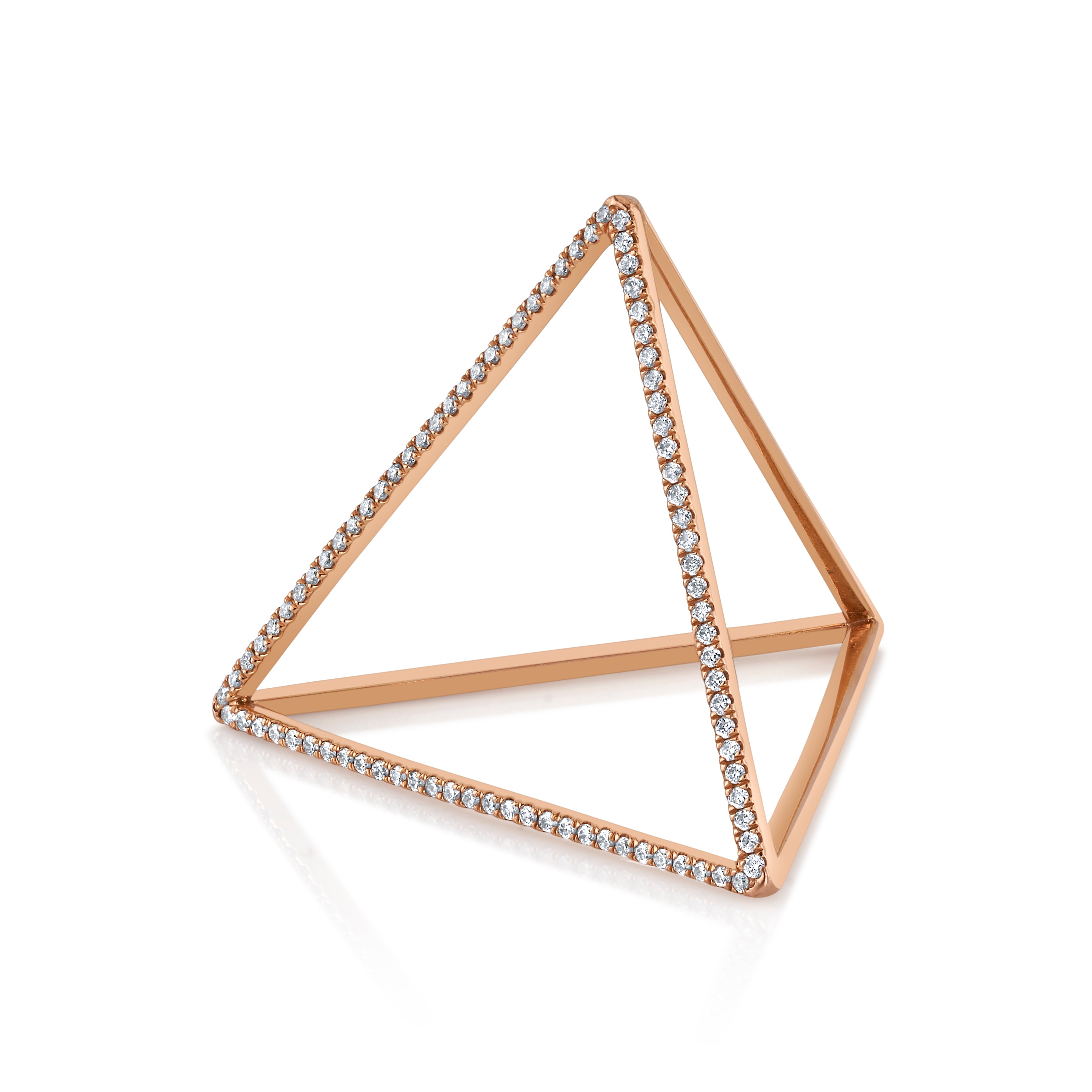 Diamond Pyramid Ring Ring Perez Bitan Rose Gold