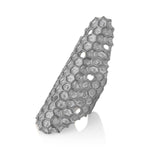 Distressed Honeycomb Ring Statement Ring Queen Vee White Gold 5.5