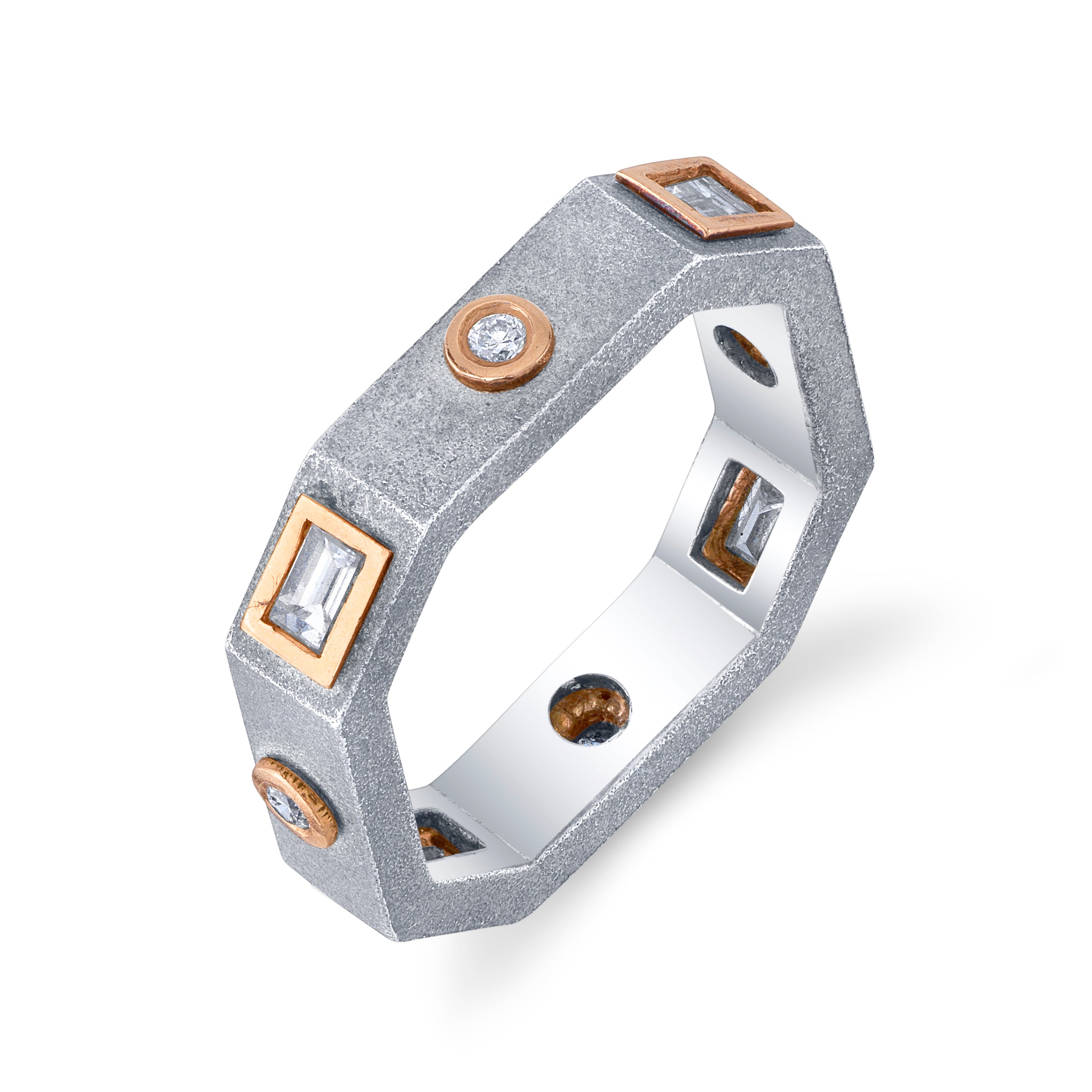 Silver Compass Ring with Inset Diamonds Stack Ring Roseark 6