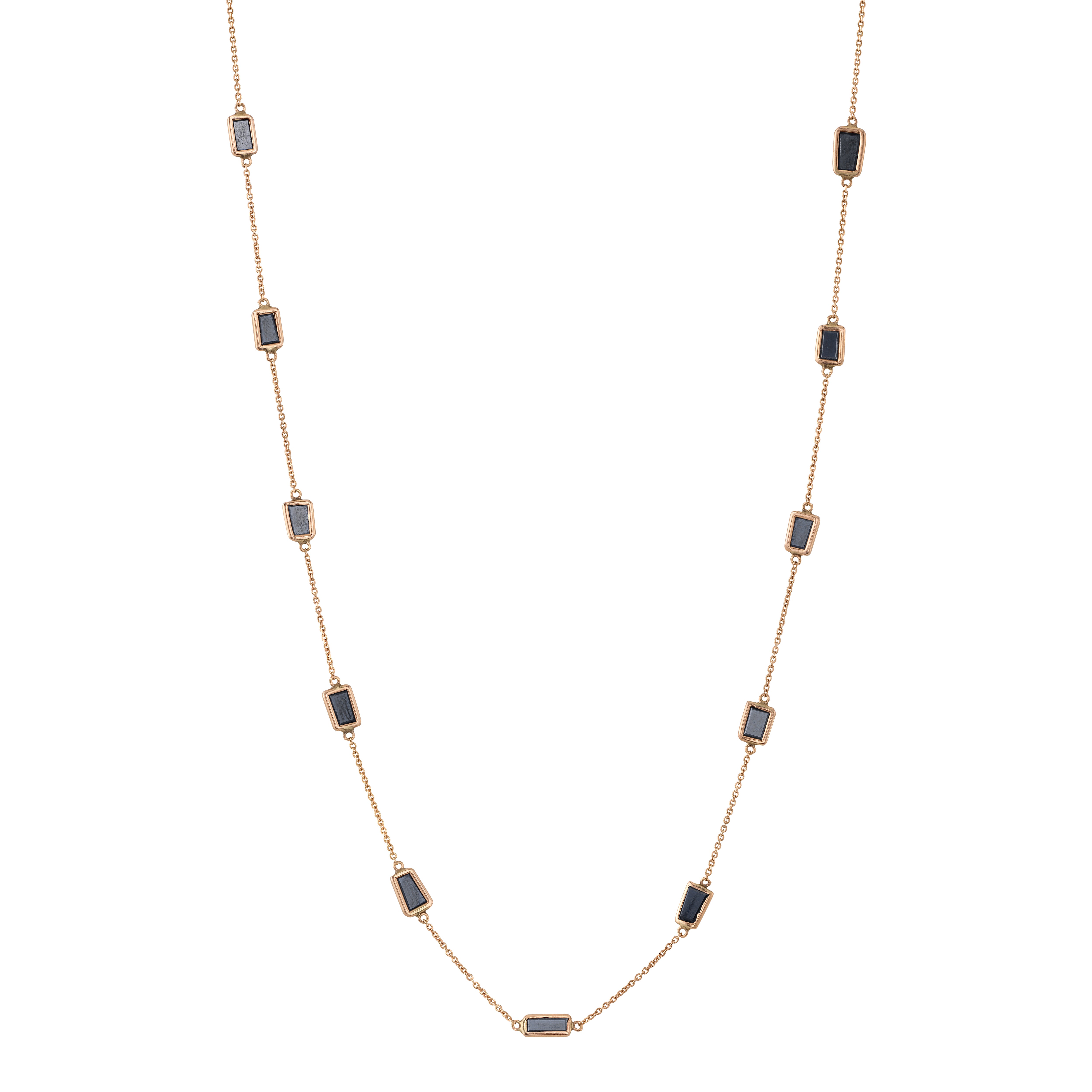 Flow Diamond Baguette Necklace Necklace Roseark