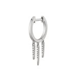 Diamond 3-Fringe Drop Huggie Huggie Earrings Roseark Deux White Gold