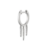 Diamond 3-Fringe Drop Huggie Huggie Earrings Roseark Deux White Gold