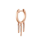 Diamond 3-Fringe Drop Huggie Huggie Earrings Roseark Deux Single Rose gold