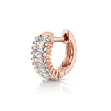 Baguette Diamond Railway Huggie Huggie Earrings Roseark Deux Single Rose Gold 