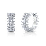 Diamond-Set Spike Huggie Huggie Earrings Roseark Deux White Gold Pair 