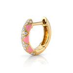 Diamond Zig-Zag Enamel Hoop, Small Huggie Earrings Roseark Deux Single