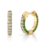 Pave Diamond Stone Huggie Huggie Earrings Roseark Deux Pair Emerald