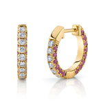 Pave Diamond Sapphire Huggie Huggie Earrings Roseark Deux