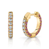 Pave Diamond Sapphire Huggie Huggie Earrings Roseark Deux