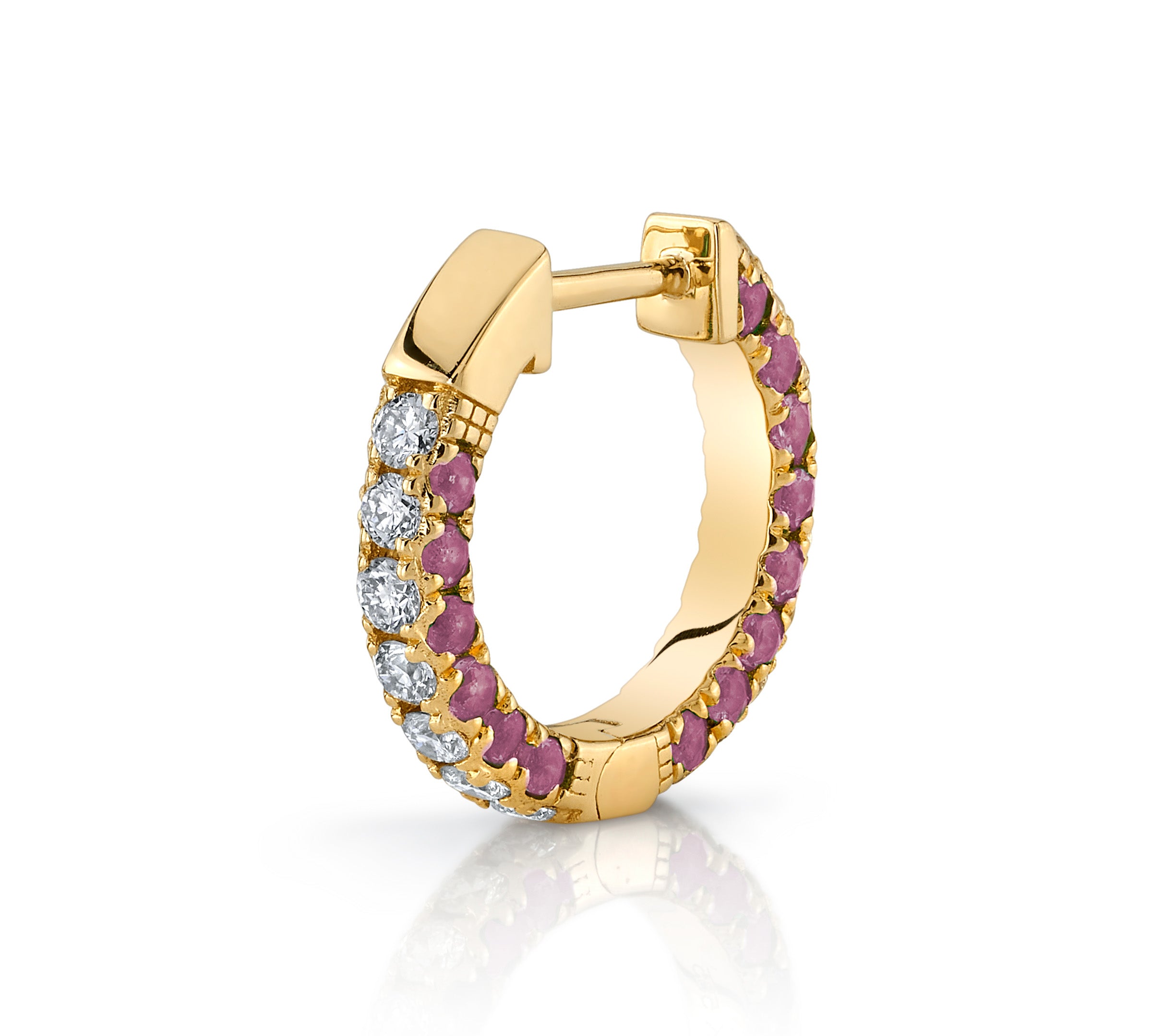 Pave Diamond Sapphire Huggie Huggie Earrings Roseark Deux