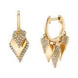 Diamond Heart Fringe Hoop Hoop Earrings Roseark Deux Pair