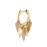 Diamond Heart Fringe Hoop Hoop Earrings Roseark Deux Single