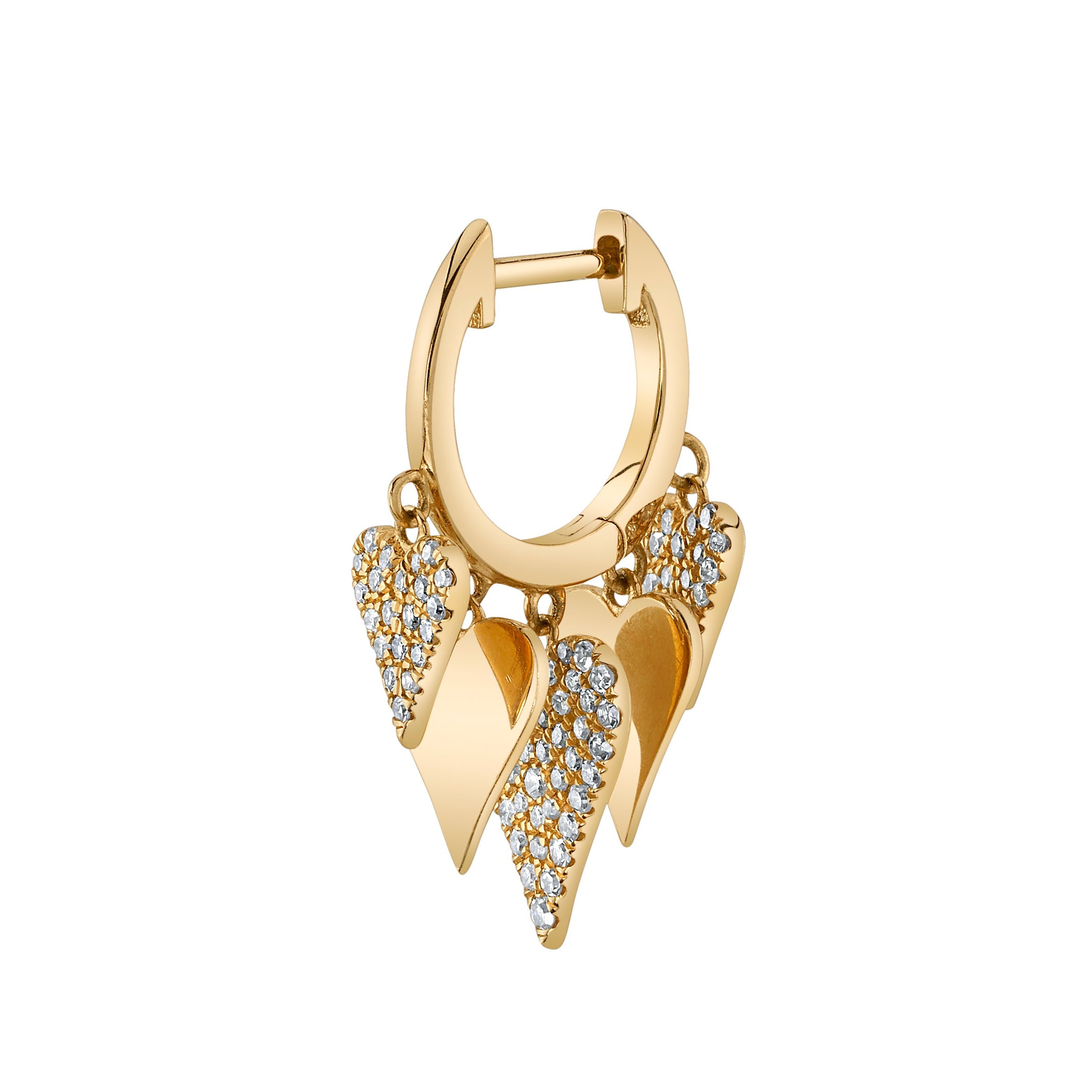 Diamond Heart Fringe Hoop Hoop Earrings Roseark Deux Single