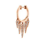 Five Diamond Fringe Drops Huggie Huggie Earrings Roseark Deux Single Rose Gold