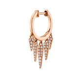 Five Diamond Fringe Drops Huggie Huggie Earrings Roseark Deux Single Rose Gold