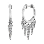 Five Diamond Fringe Drops Huggie Huggie Earrings Roseark Deux Pair White Gold