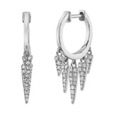Five Diamond Fringe Drops Huggie Huggie Earrings Roseark Deux Pair White Gold