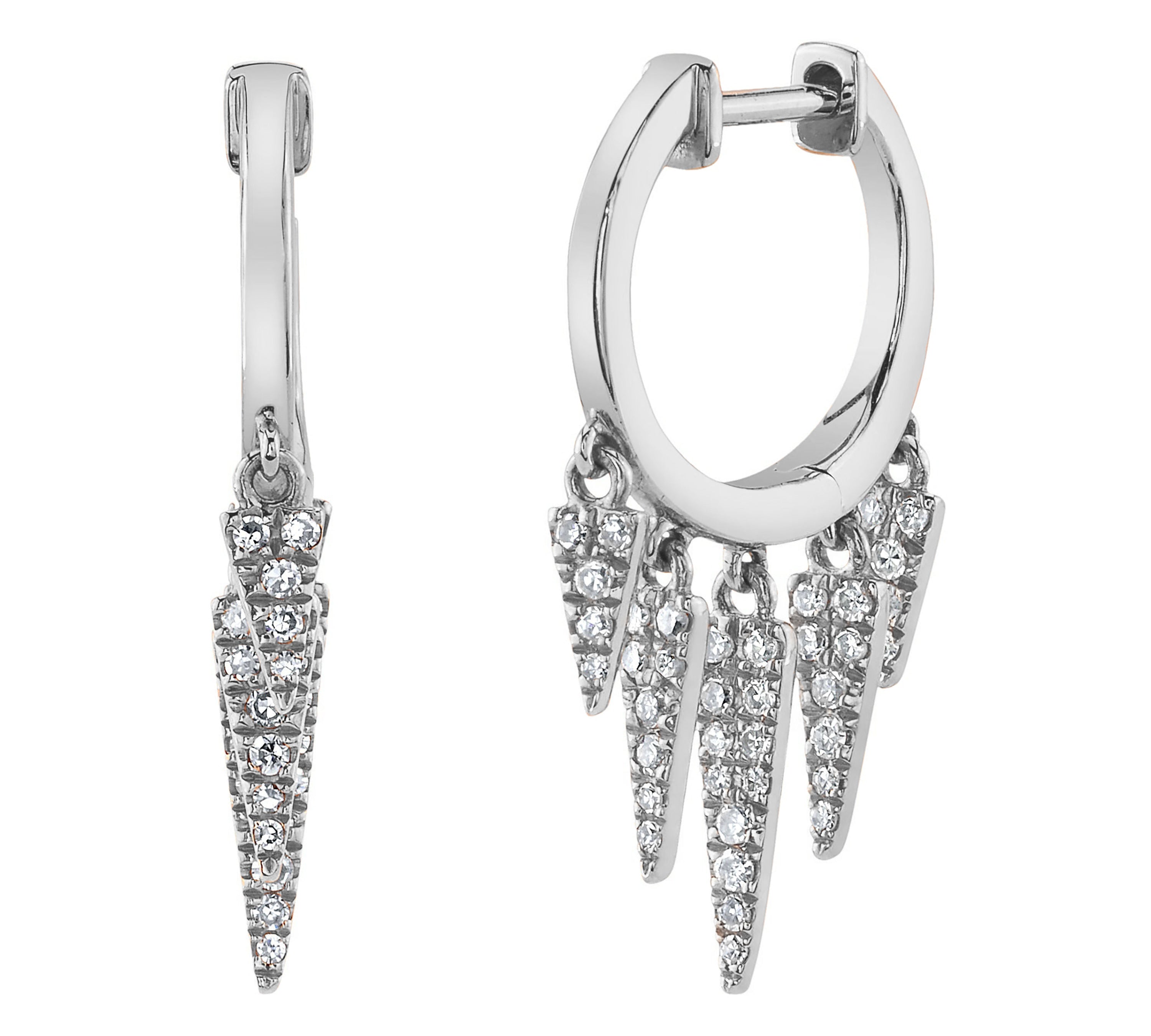 Five Diamond Fringe Drops Huggie Huggie Earrings Roseark Deux Pair White Gold