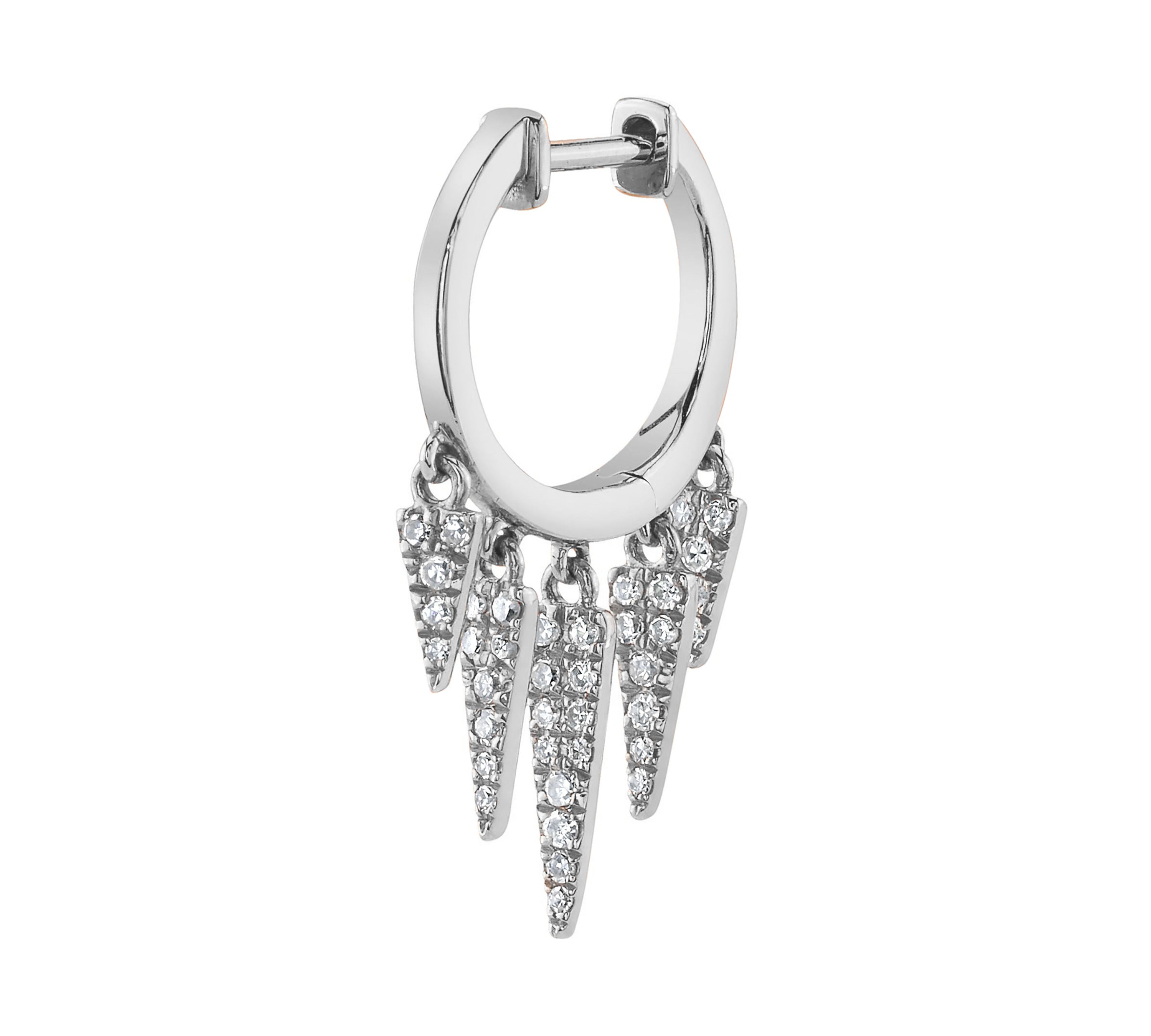 Five Diamond Fringe Drops Huggie Huggie Earrings Roseark Deux Single White Gold