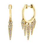 Five Diamond Fringe Drops Huggie Huggie Earrings Roseark Deux Pair Yellow Gold