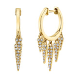 Five Diamond Fringe Drops Huggie Huggie Earrings Roseark Deux Pair Yellow Gold
