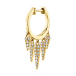 Five Diamond Fringe Drops Huggie Huggie Earrings Roseark Deux Single Yellow Gold
