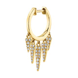 Five Diamond Fringe Drops Huggie Huggie Earrings Roseark Deux Single Yellow Gold