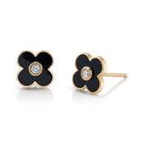 Daisy Enamel Stud Stud Earrings Roseark Deux Black Pair 
