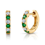 Alternating Diamond Stone Huggie Huggie Earrings Roseark Deux Pair Emerald