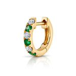 Alternating Diamond Stone Huggie Huggie Earrings Roseark Deux Single Emerald