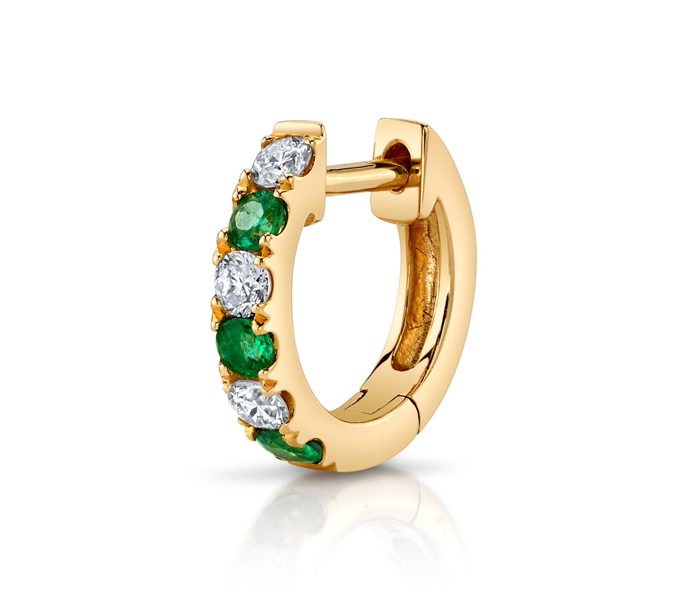 Alternating Diamond Stone Huggie Huggie Earrings Roseark Deux Single Emerald