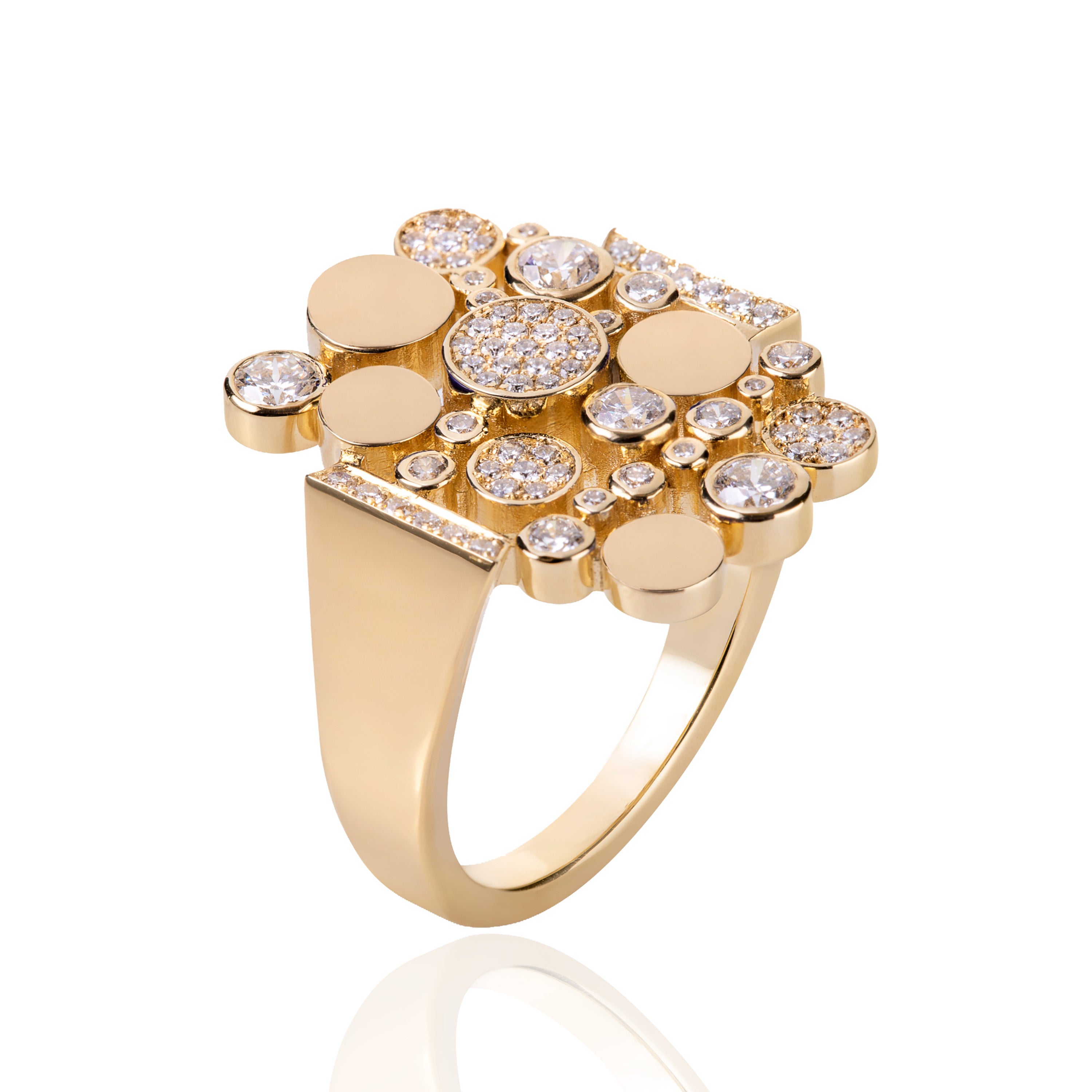 Statement Bubbles Ring with Diamond Statement Ring Falamank