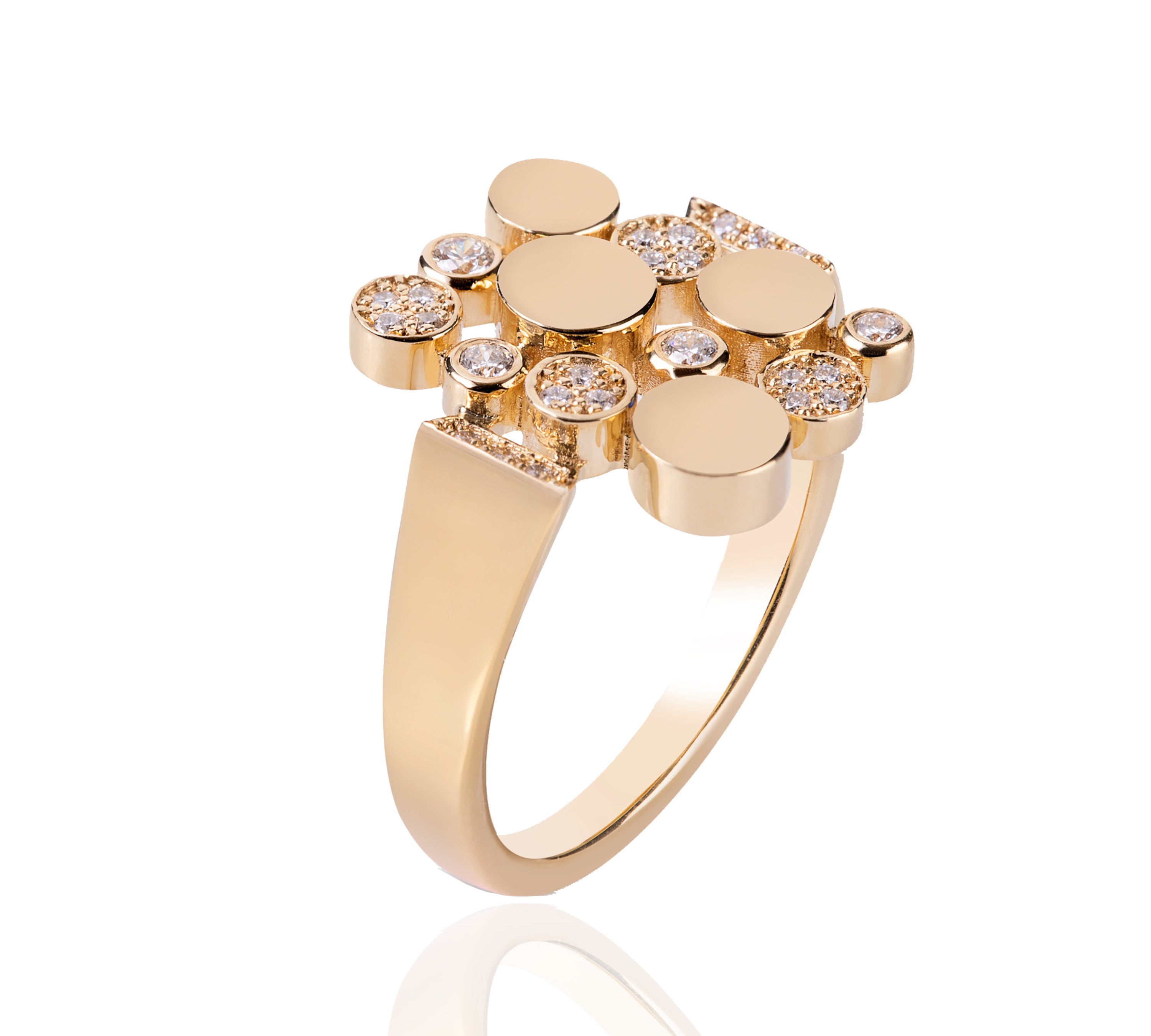 Bubbles Ring with Diamond, Small Cocktail Ring Falamank Diamond