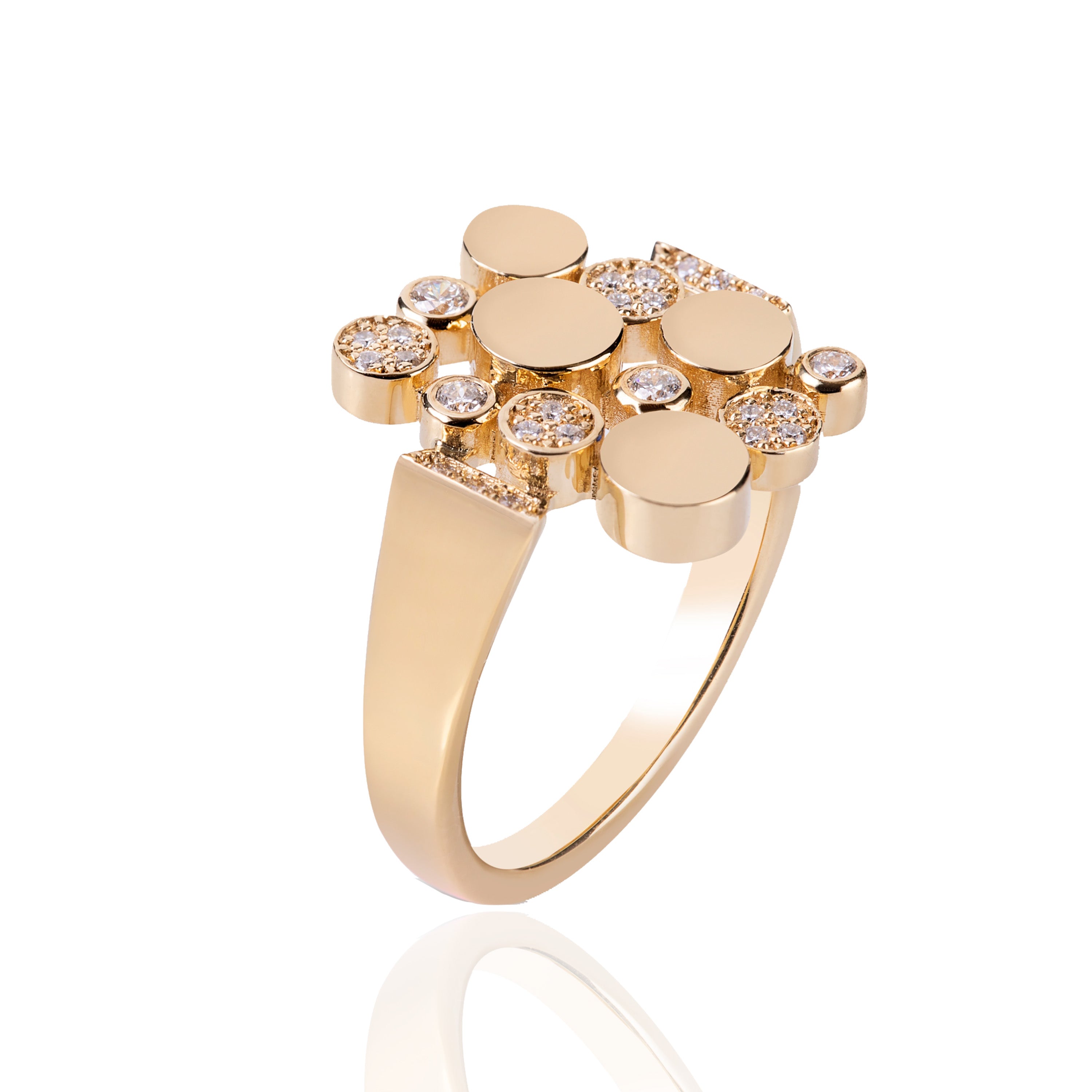 Bubbles Ring with Diamond, Small Cocktail Ring Falamank Diamond