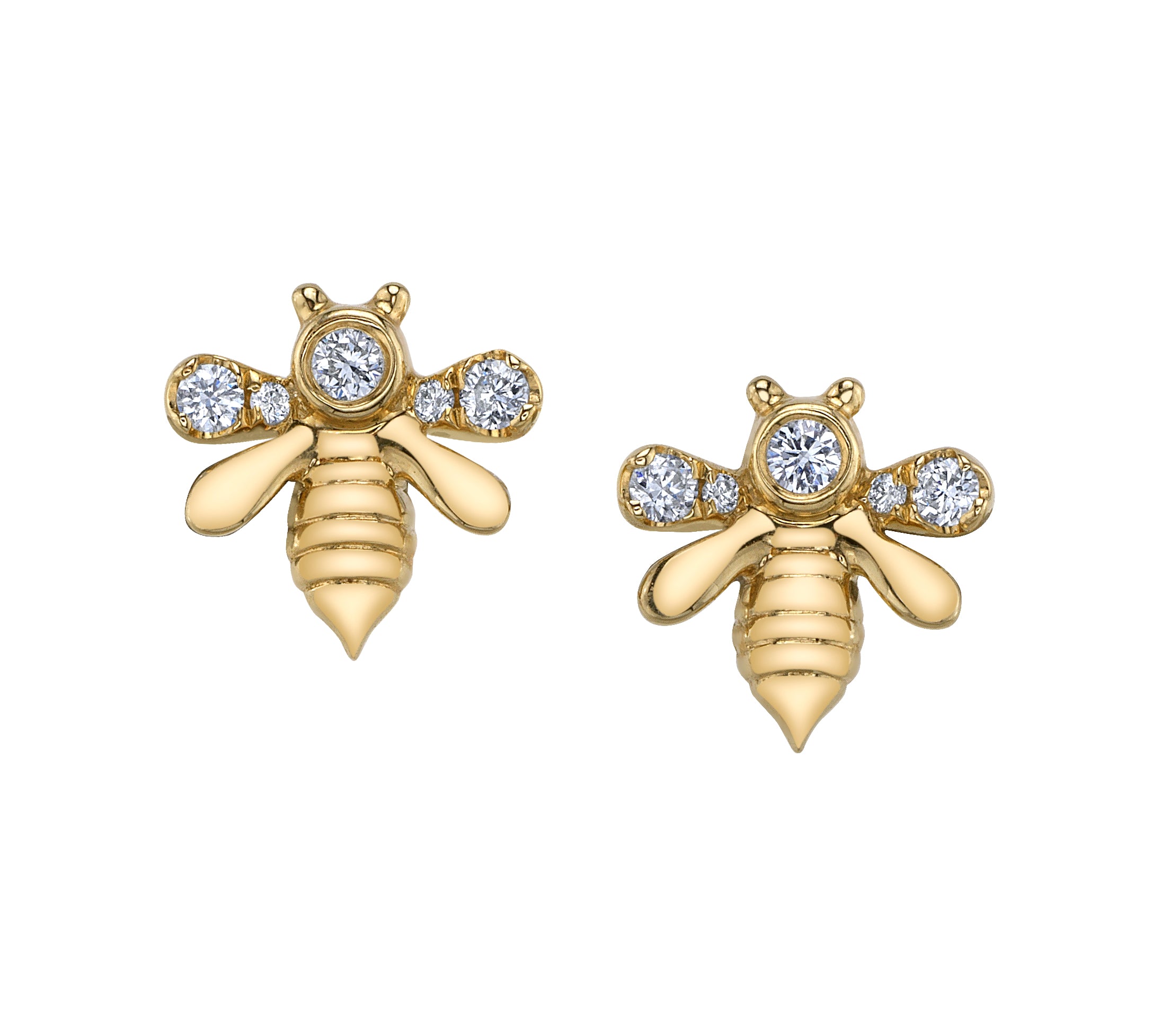 Diamond Bumble Bee Stud Stud Earrings Roseark Deux Pair