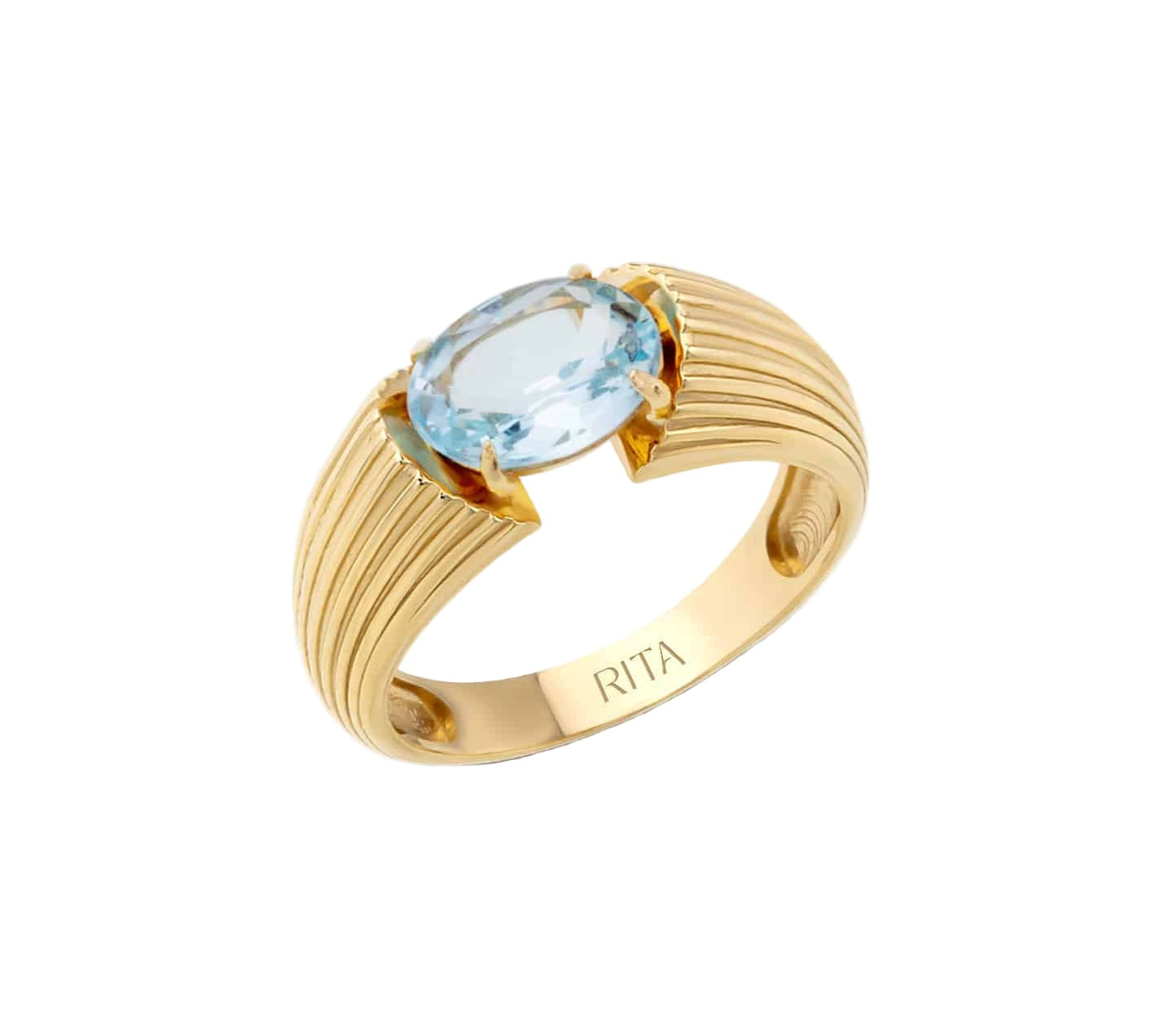 Blue Topaz Gemstone Heirloom Pinky Ring Ring RITA Fine Jewelry