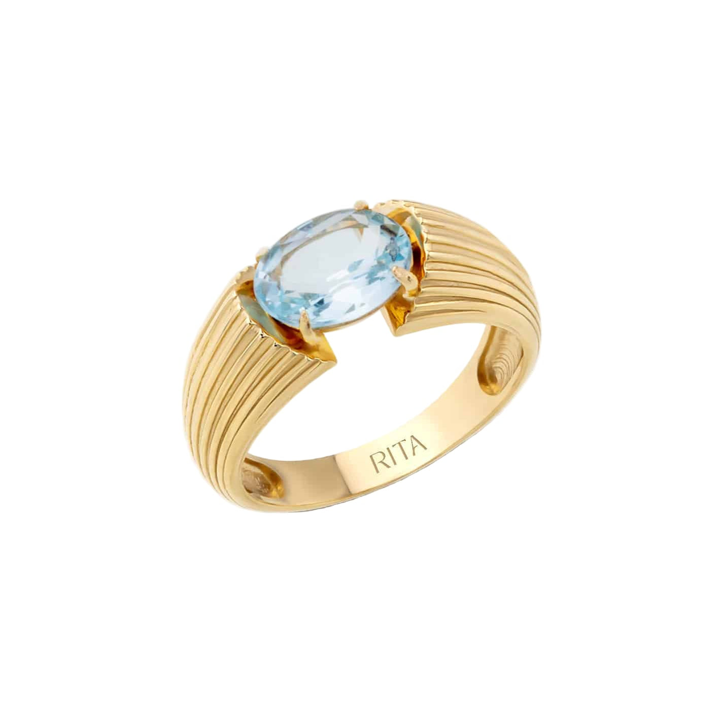 Blue Topaz Gemstone Heirloom Pinky Ring Ring RITA Fine Jewelry