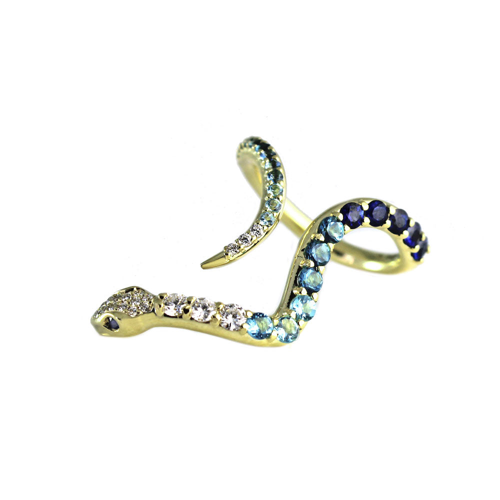 Pave Hues Snake Ring Ring Perez Bitan Blue Snake