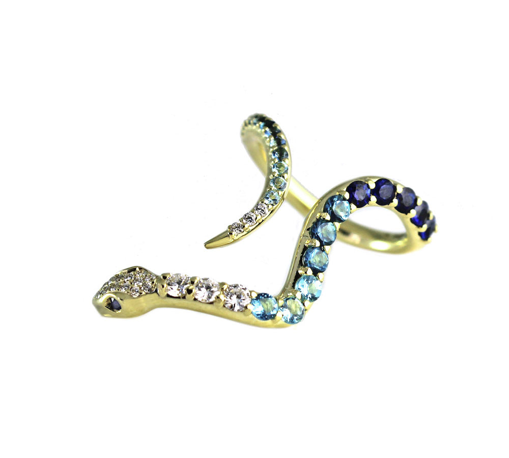 Pave Hues Snake Ring Ring Perez Bitan Blue Snake